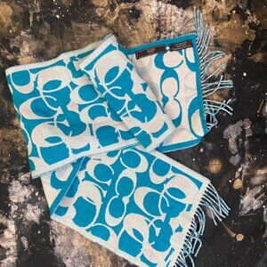 Coach Blue and White Scarf